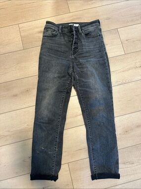High-Rise Black Button-Fly Jeans